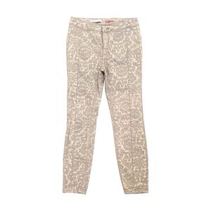Anthropologie Pilcro High Rise Flocked Floral Denim Leggings Brown 29‎ Slim Fit